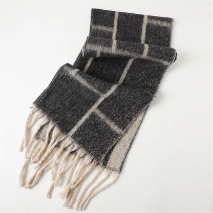 Soft Cashmere Blend Winter Scarf with Tassels
