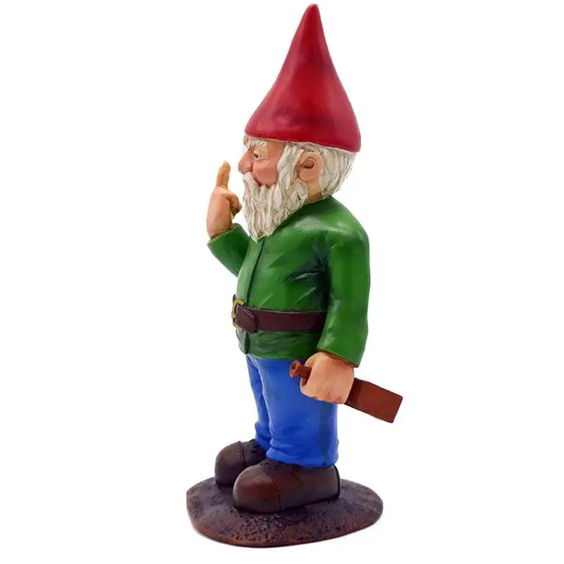 Humorous Garden Gnome Statue with Funny Gesture