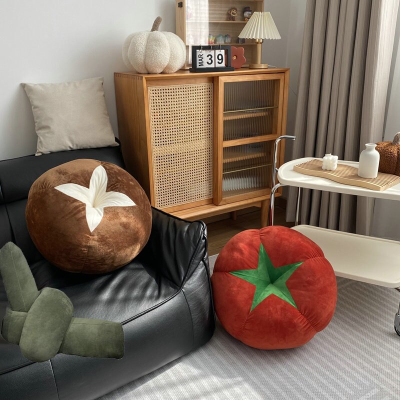 Soft Veggie Print Throw Pillows