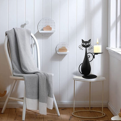 Dark Cat Figurine Candle Holder