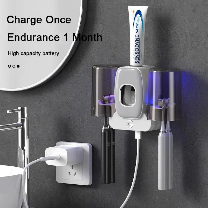 UV Toothbrush Sanitizer with Automatic Dispenser