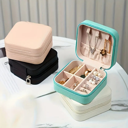 Portable Jewelry Travel Box PU Leather Case