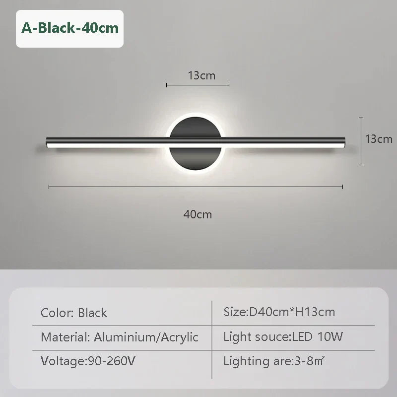 Stylish LED Wall Lamp Black Gold 3 Color