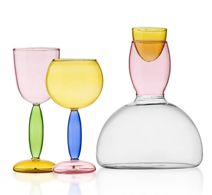 Colorful Glass Chalice and Carafe Set by Phillips