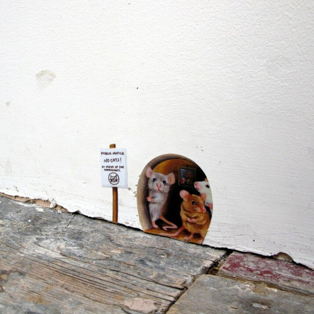 Funny Mouse Hole Wall Decals
