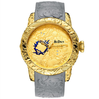 Vintage Dragon Quartz Leather Watch