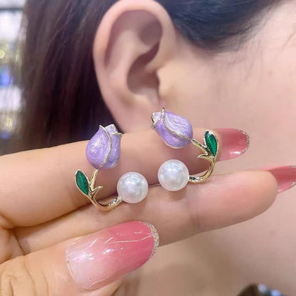 Pretty Floral Heart Drop Earrings