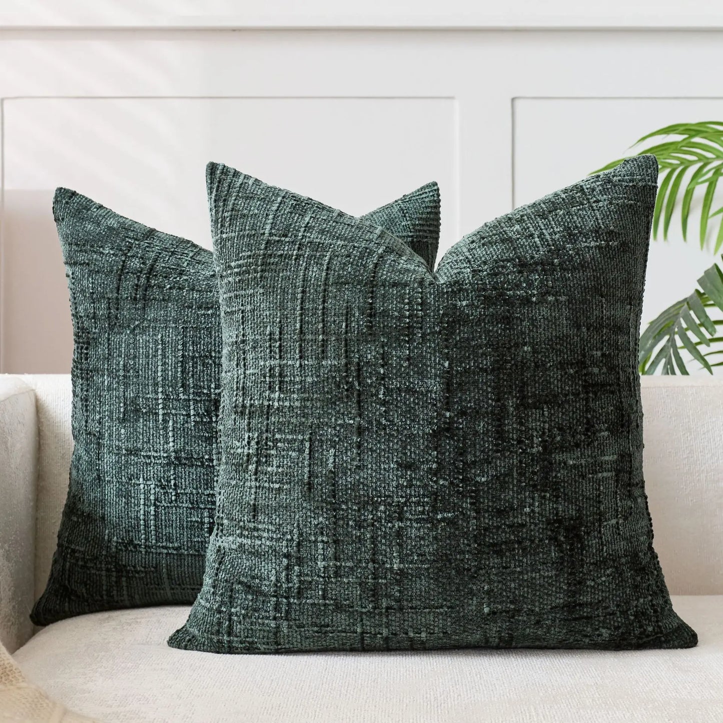 Soft Chenille Pillow with Natural Bamboo Pattern