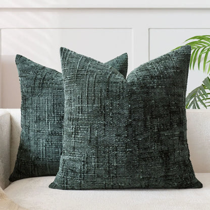 Soft Chenille Pillow with Natural Bamboo Pattern