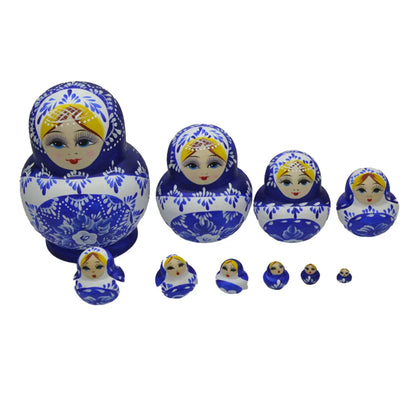 Traditional 10pc Set Wooden Nesting Dolls