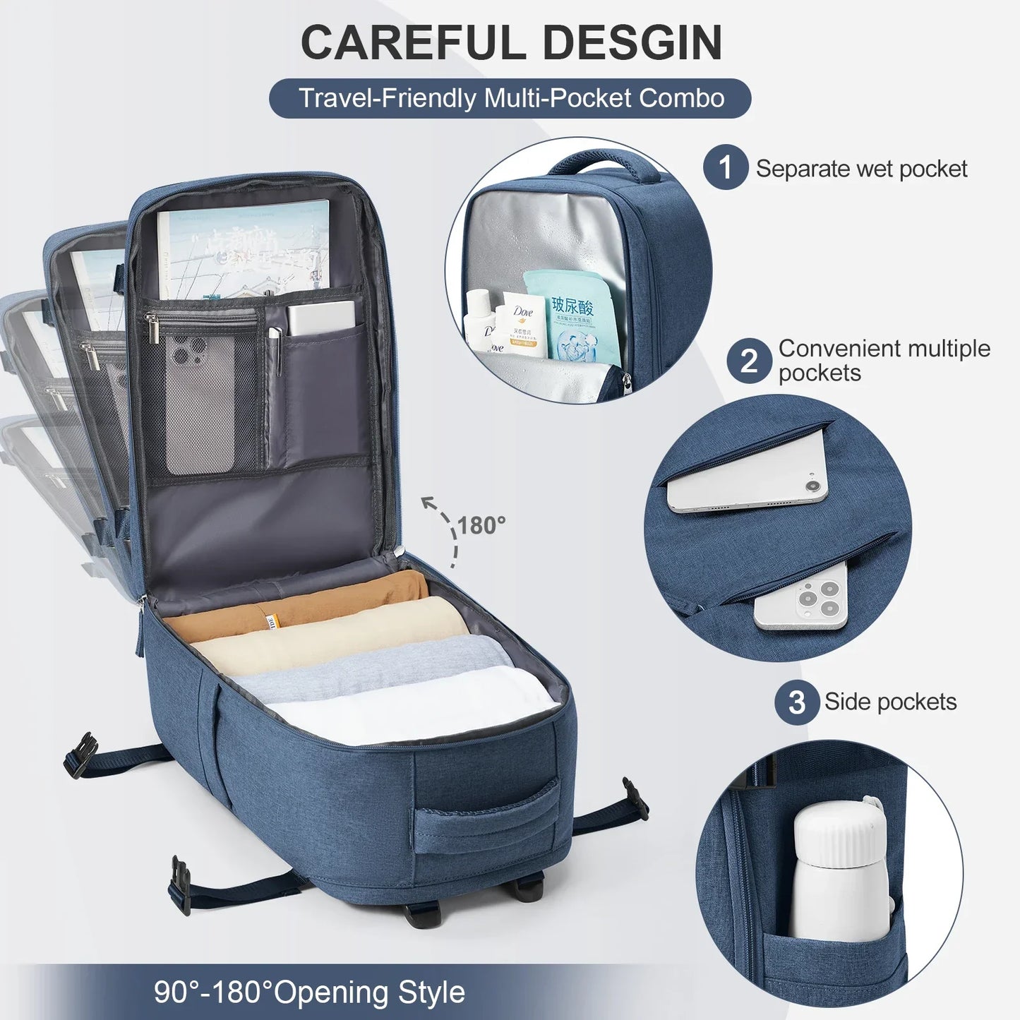 Waterproof Travel Backpack with Laptop Sleeve & Storage