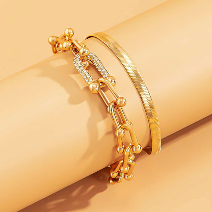 Elegant 2 Piece Bracelet Set in Gold or Silver
