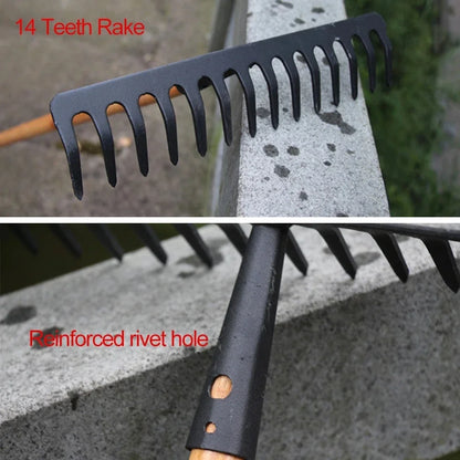 Heavy Duty Stainless Steel Garden Rake 14 Tines