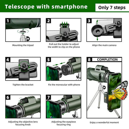 Compact 80x100 HD Zoom Monocular Telescope