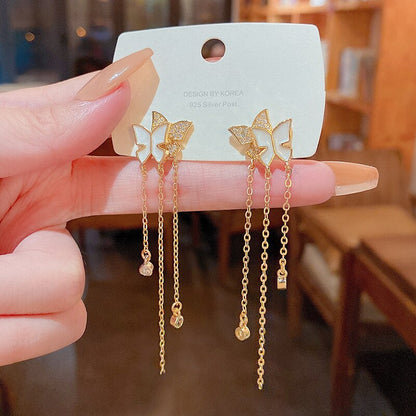 Beautiful Floral Drop Chain Earrings
