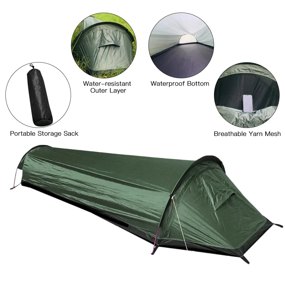 Lightweight Waterproof Solo Camping Tent with Aluminum Poles