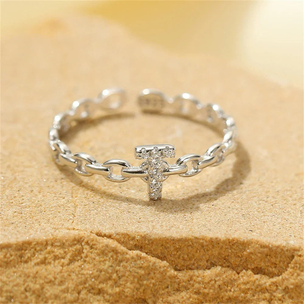 Delicate Diamond Initial Letter Ring