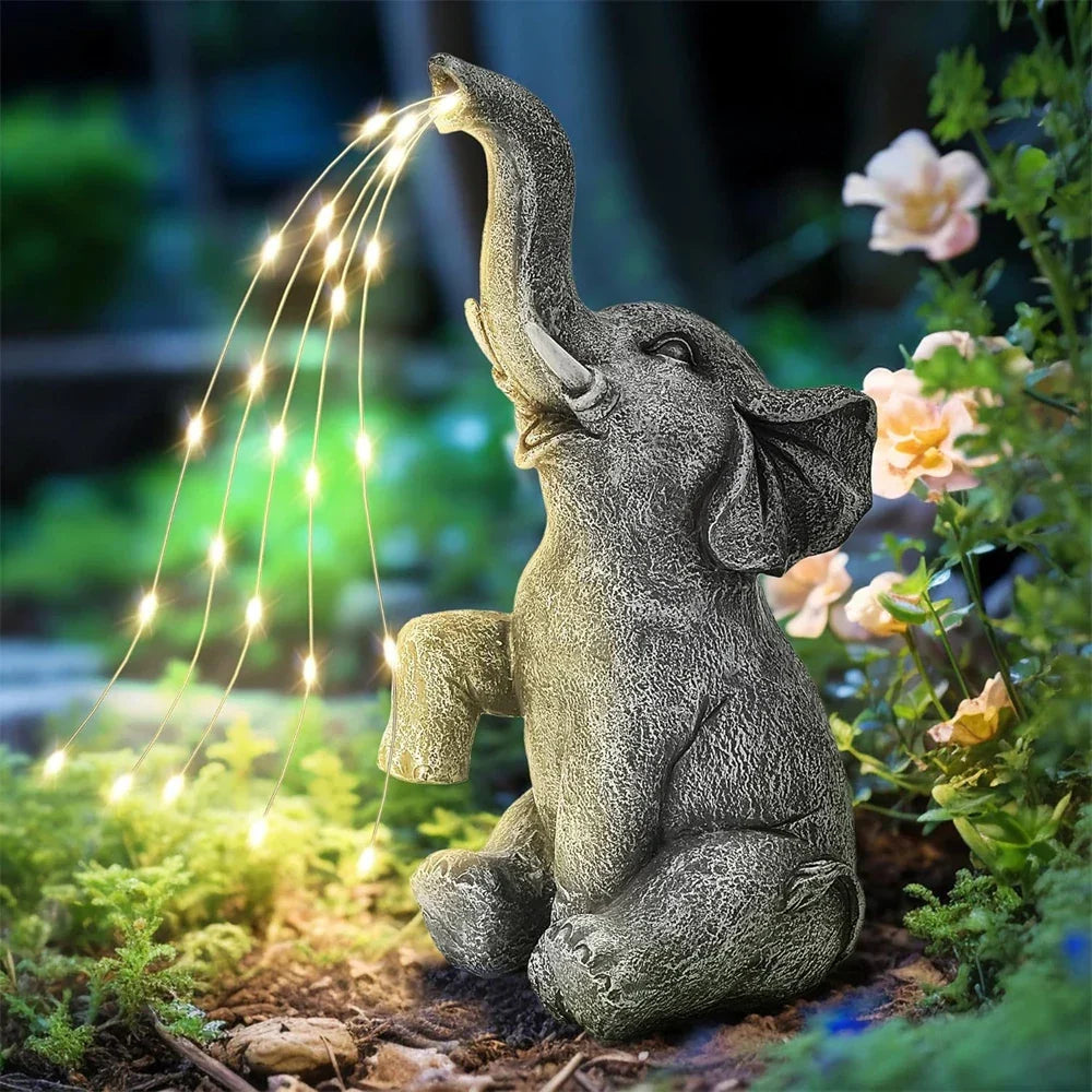 Outdoor Solar Elephant Decor with LED String Lights - Befez