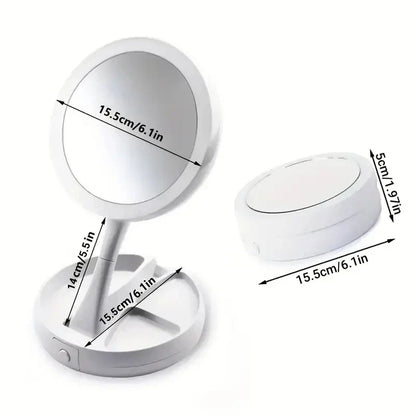 Compact LED Travel Mirror 10x Magnification