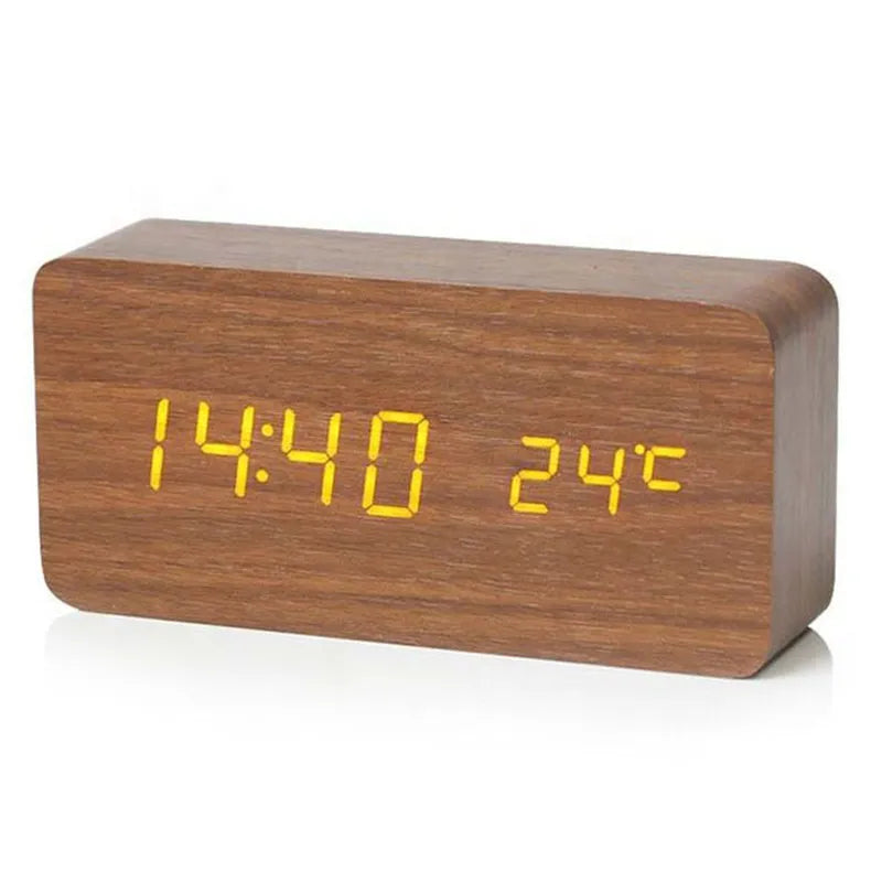 Rustic Wooden LED Desk Clock