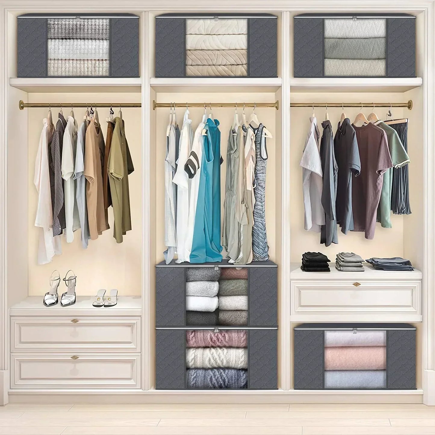 Collapsible Closet Storage Bag for Blankets & Clothes
