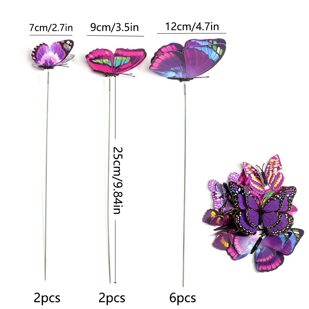 Vibrant Outdoor Butterfly Yard Stakes Set of 10