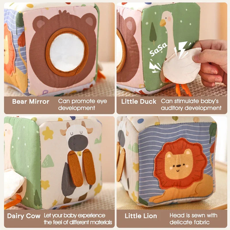 Soft Textured Tissue Box Toy for Baby Development