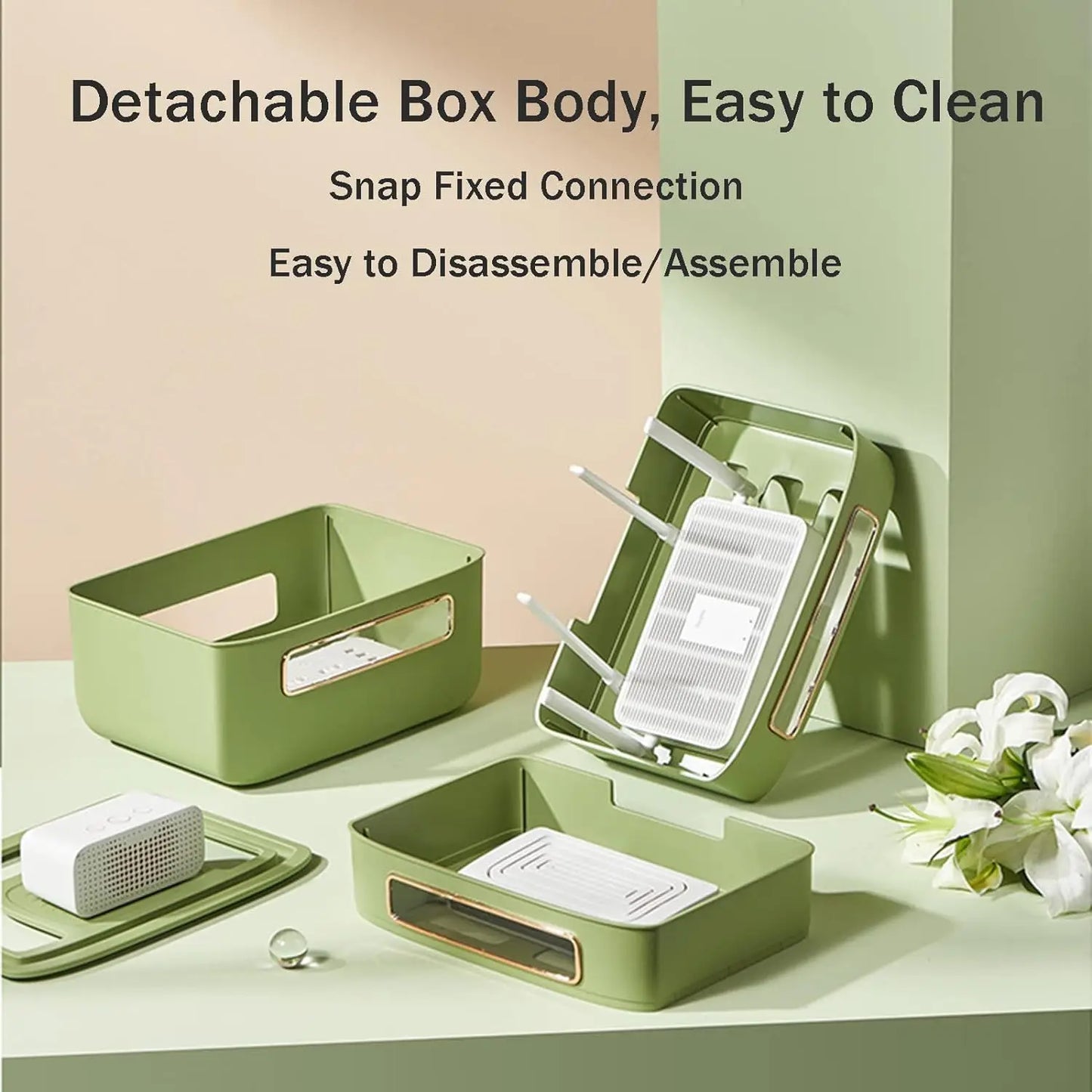 Wireless Router Storage Box with Cable Organizer