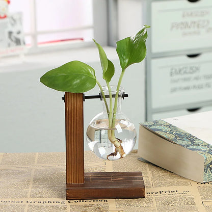 Rustic Wood Glass Vase Set for Fresh Flowers