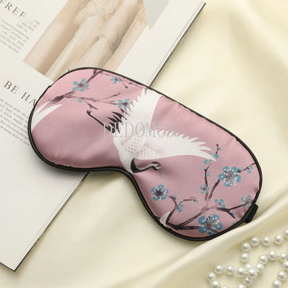 Soft Silk Eye Mask with Elegant Bird Pattern