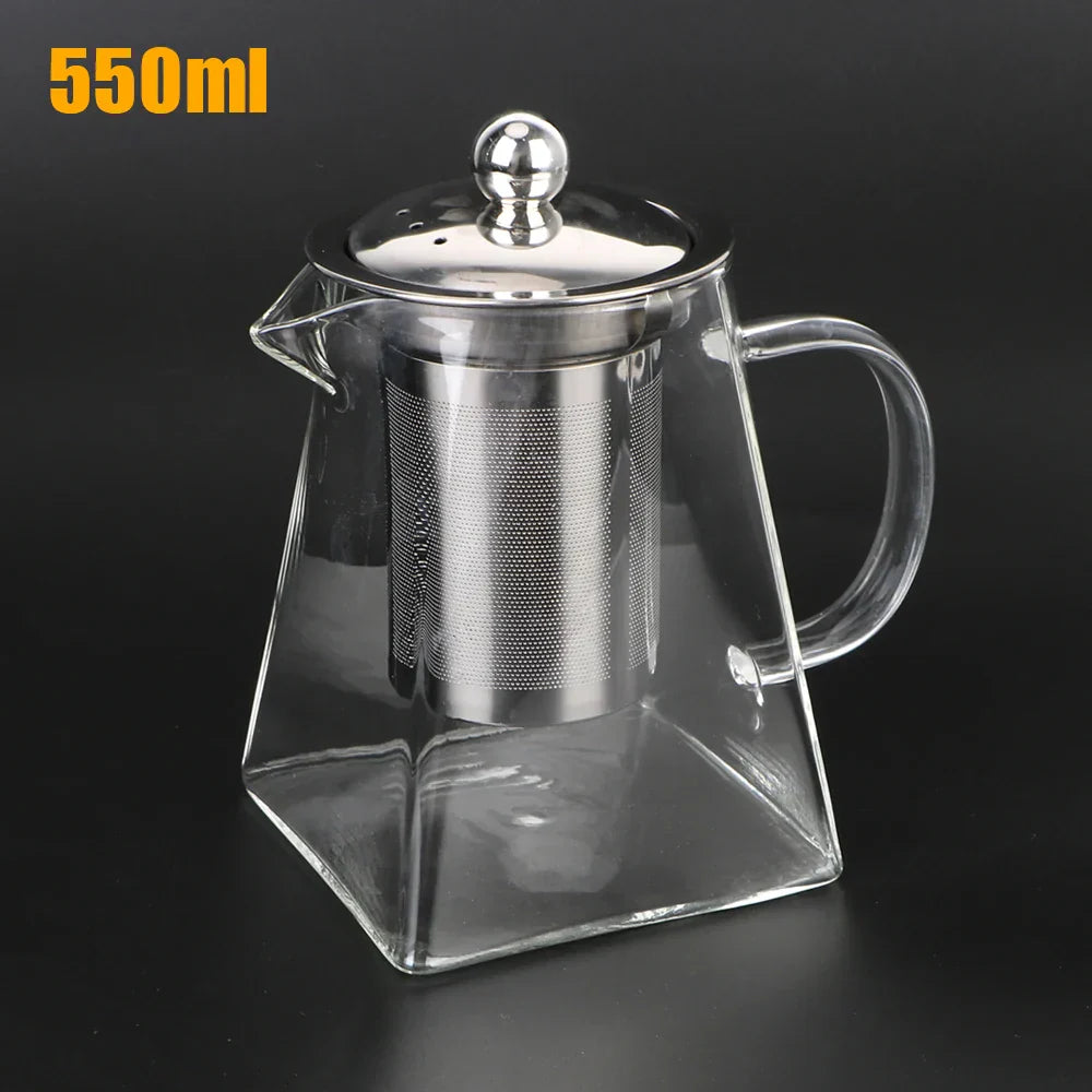 Clear Glass Teapot with Metal Strainer, 550/750/950ml - Befez