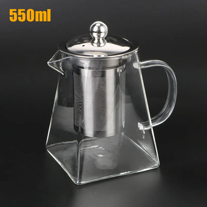 Clear Glass Teapot with Metal Strainer, 550/750/950ml - Befez