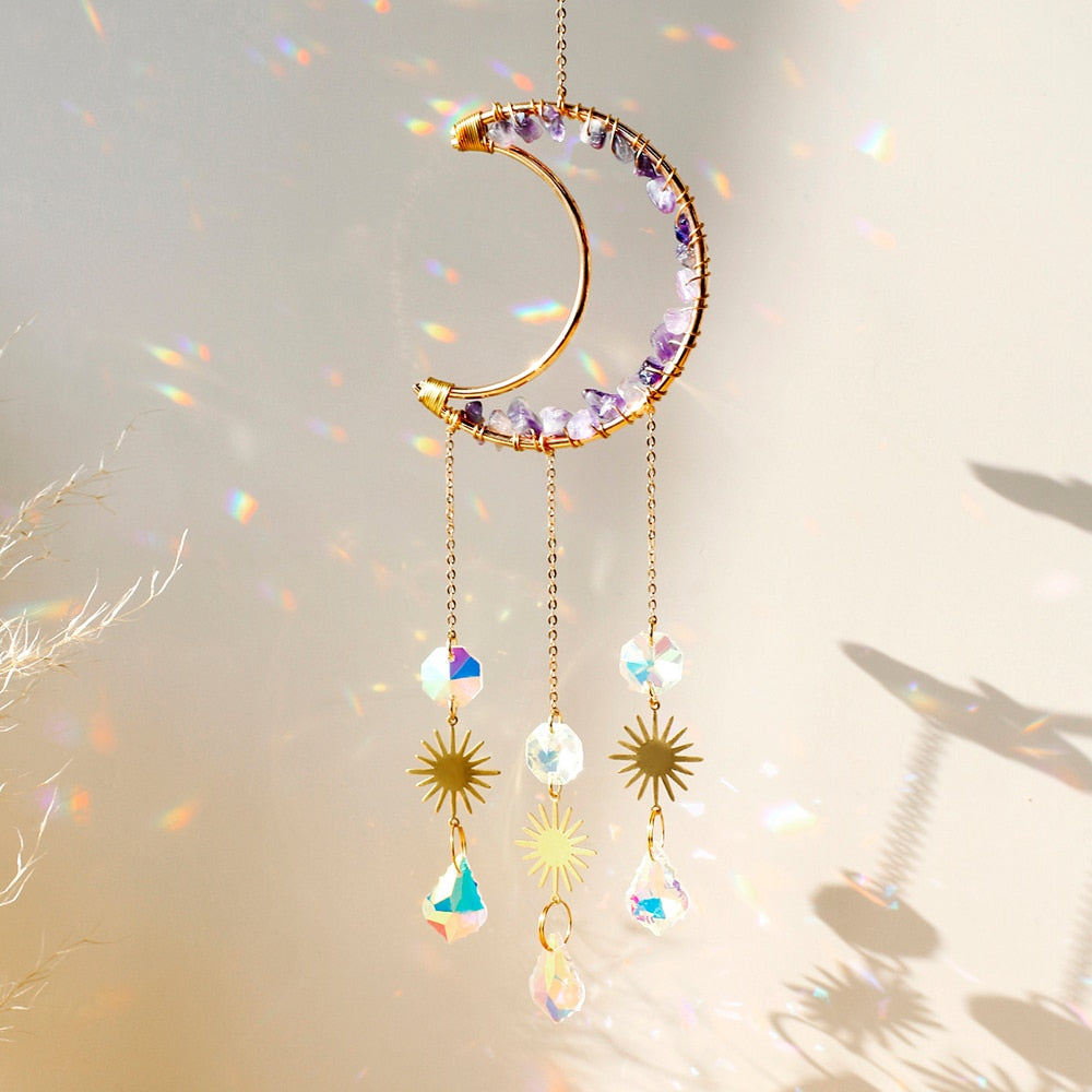 Sparkling Glass Moon Wall Decoration