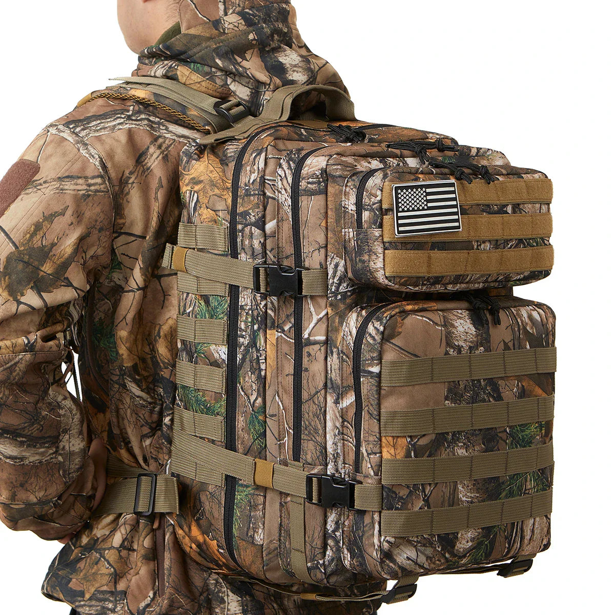 Durable 45L Tactical Backpack with Molle System - Khaki