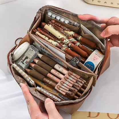Clear Pencil Case with 10 Compartments & Large Storage