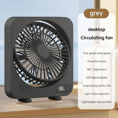 Compact USB Office Fan with 5-Speed Digital Control - Befez