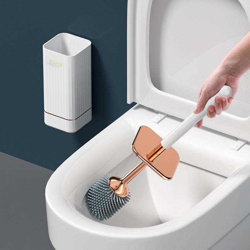 Simple Toilet Brush with Compact Holder