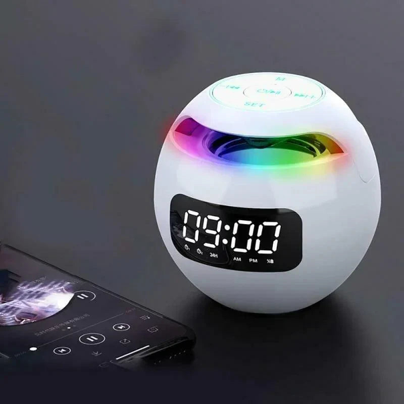 Compact Bluetooth Speaker Alarm Clock with LED Light