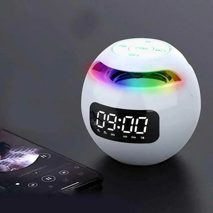Compact Bluetooth Speaker Alarm Clock with LED Light