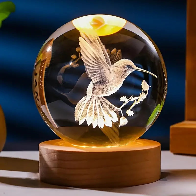 Colorful Crystal Hummingbird Figurine Lamp - Befez
