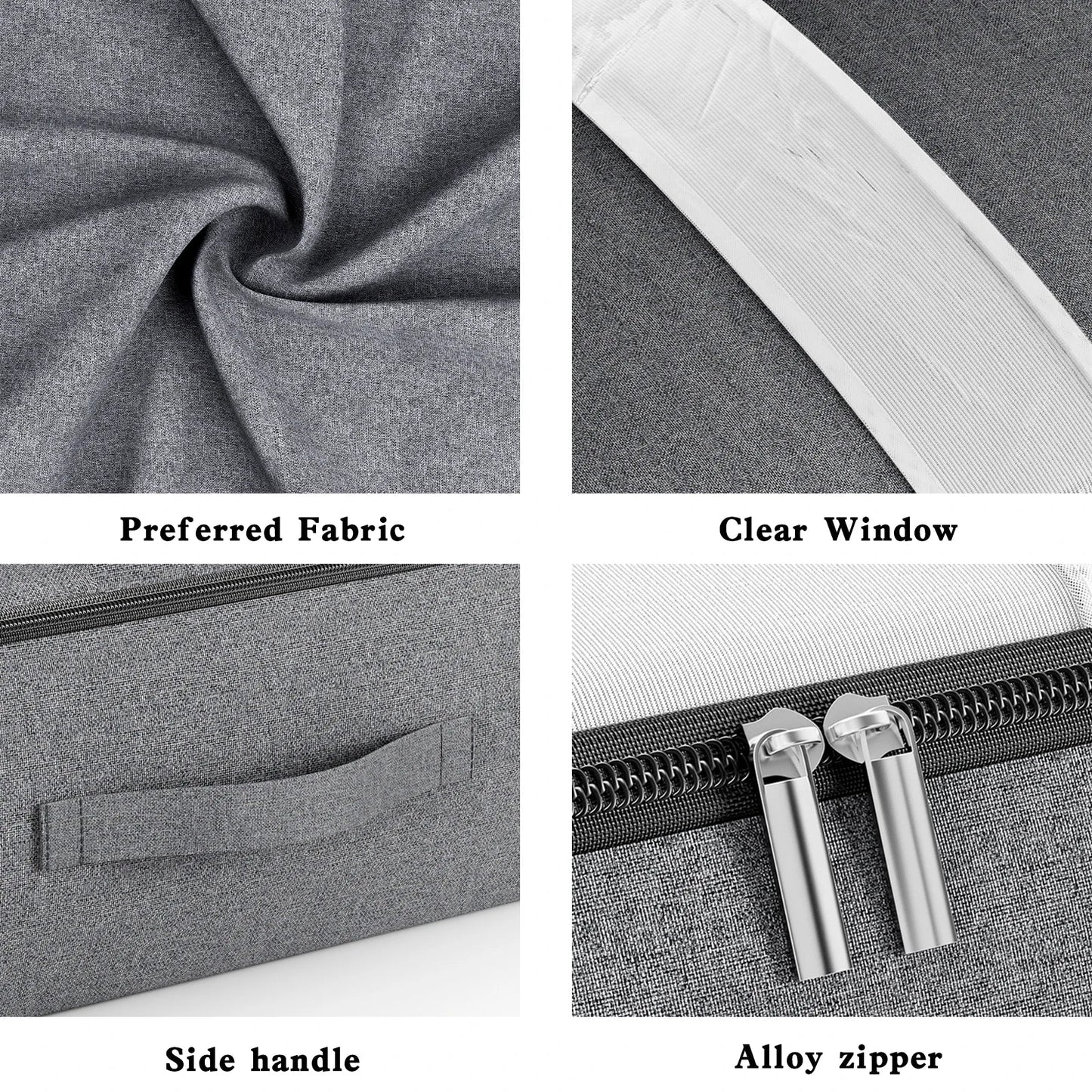 Large Foldable Storage Bag with Zipper and Window Gray