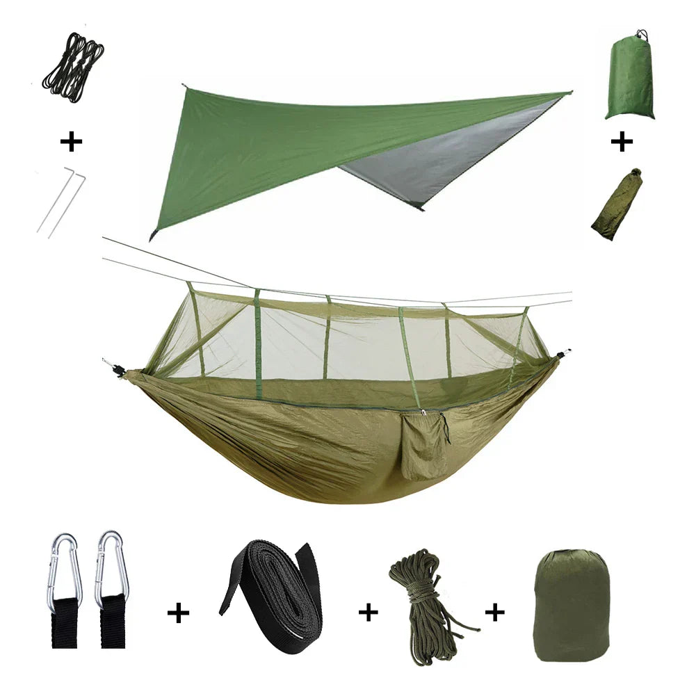 Lightweight Portable Camping Hammock with Bug Net & Rain Fly - Befez