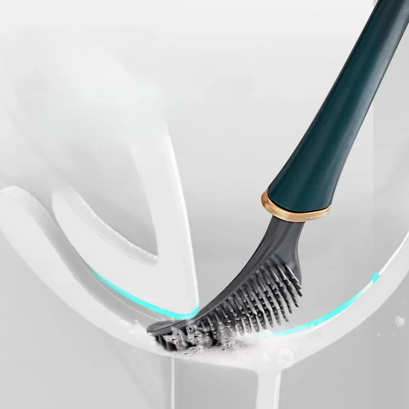 Compact Silicone Toilet Brush for Bathroom Cleaning