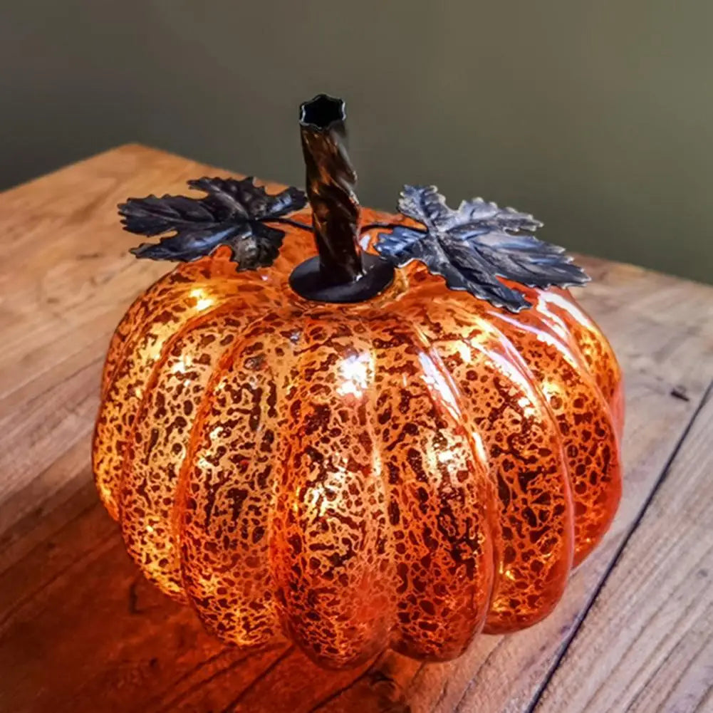 Warm Glass Pumpkin LED Decor for Fall & Halloween