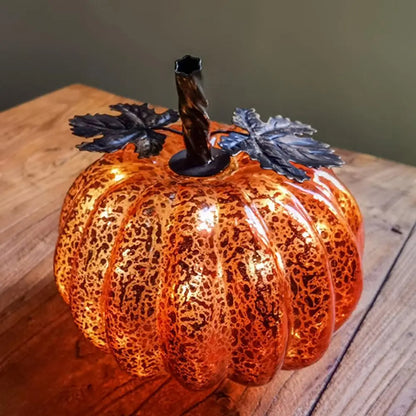Warm Glass Pumpkin LED Decor for Fall & Halloween