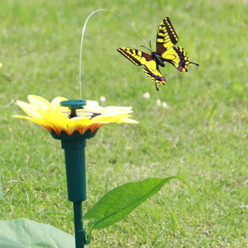 Colorful Solar Garden Stake with Moving Wings Decor