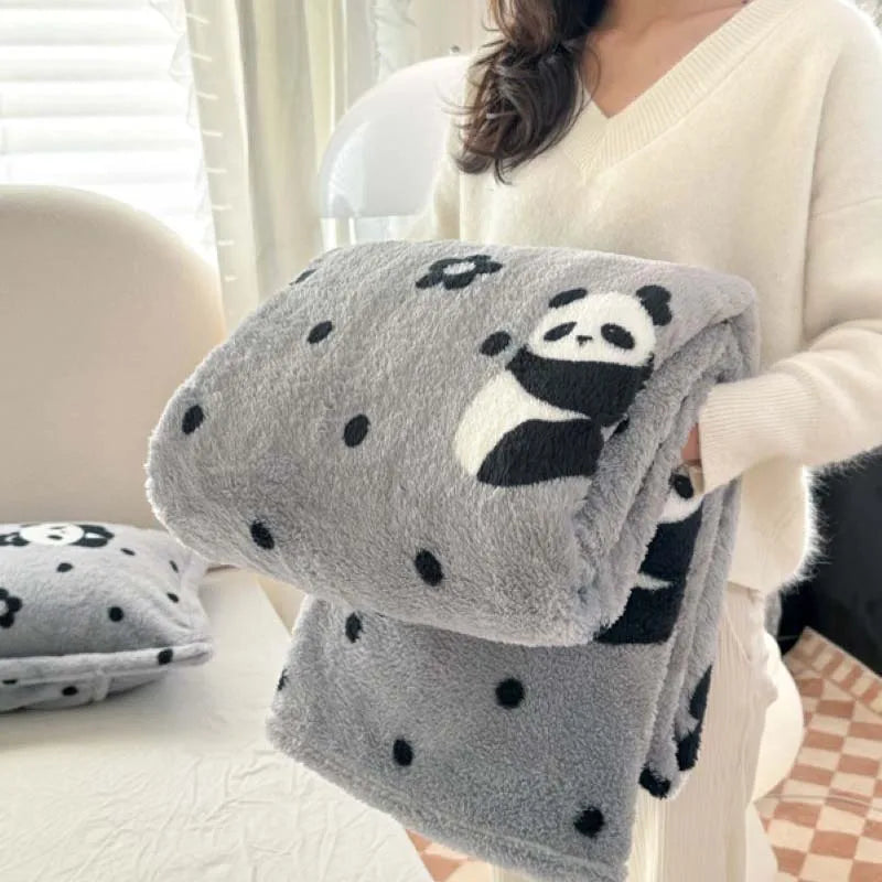 Cozy Plush Throw Blanket with Pink Checks