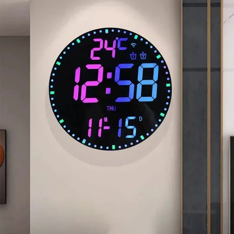 Digital LED Wall Clock with Calendar and WiFi