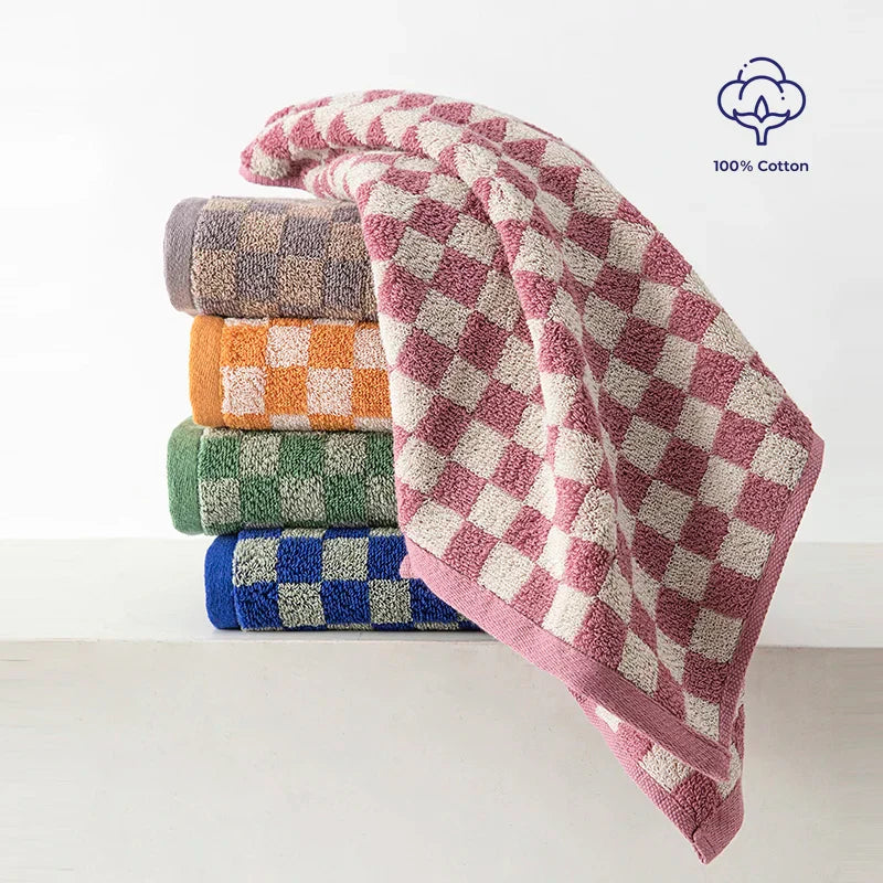 Plaid Absorbent Bathroom Towels
