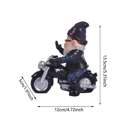 Fun Garden Gnome Motorcycle Statue Figurine